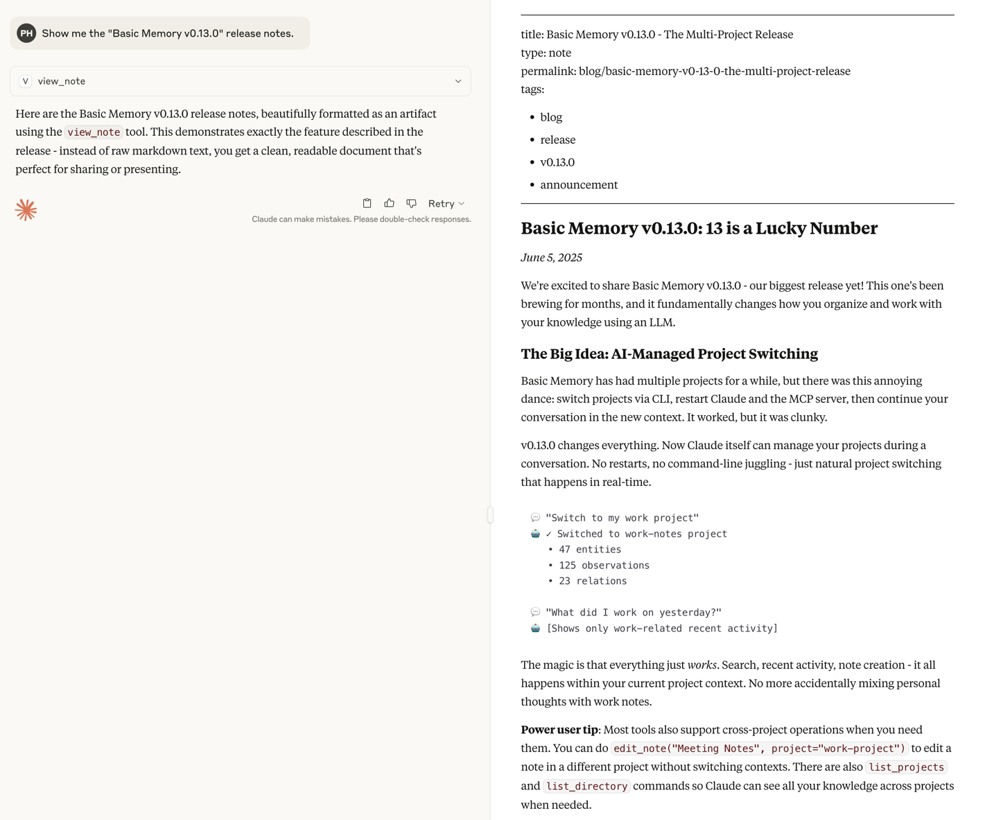 Basic Memory knowledge graph visualization